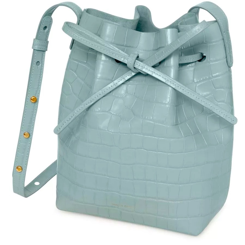 Mansur Gavriel Blue Croc Mini Bucket Bag - Picture 13 of 14